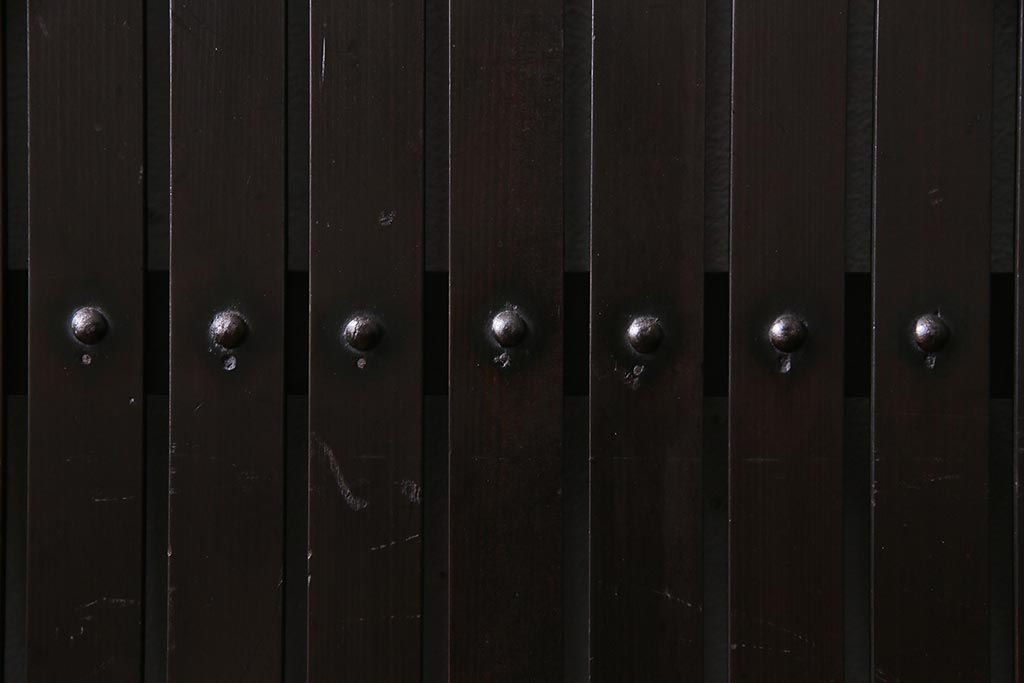 アンティーク建具　和製アンティーク　和の風情あふれる平格子戸2枚セット　(R-038139)