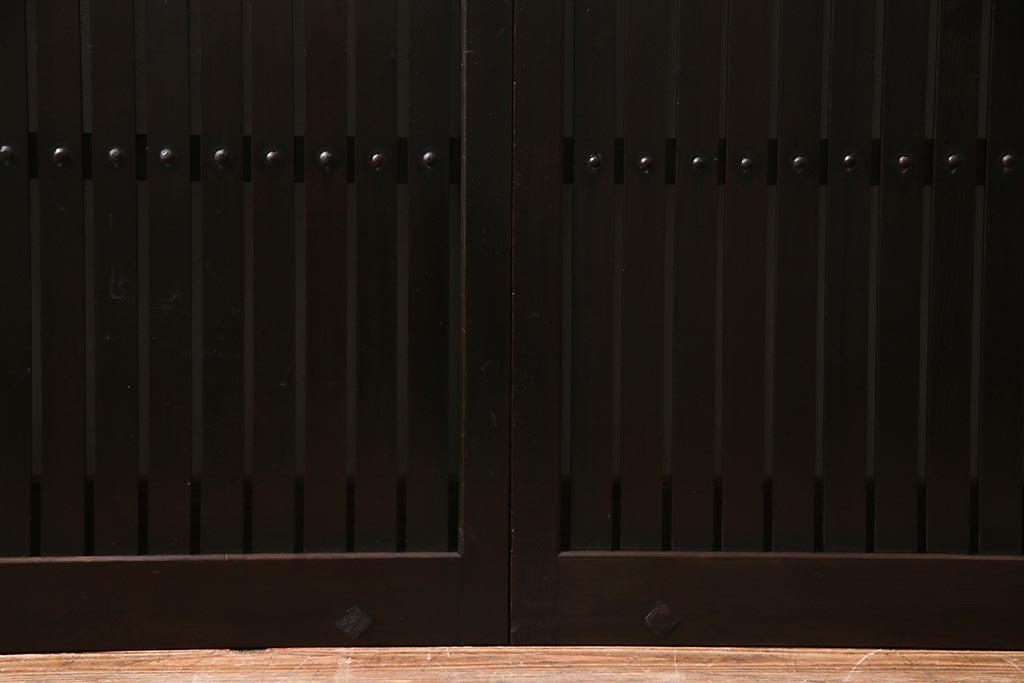 アンティーク建具　和製アンティーク　和の風情あふれる平格子戸2枚セット　(R-038139)