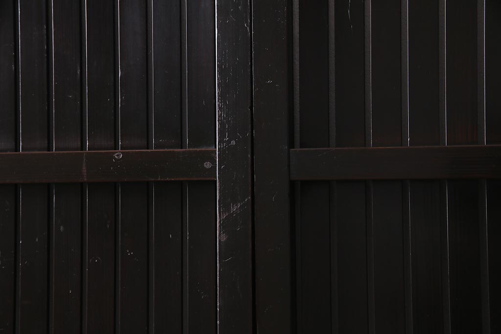 アンティーク建具　和製アンティーク　和の風情あふれる平格子戸2枚セット　(R-038139)