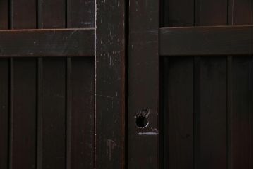 アンティーク建具　和製アンティーク　和の風情あふれる平格子戸2枚セット　(R-038139)