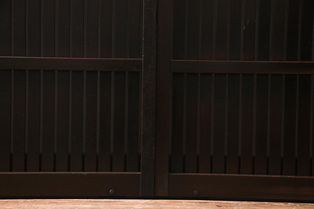 アンティーク建具　和製アンティーク　和の風情あふれる平格子戸2枚セット　(R-038139)