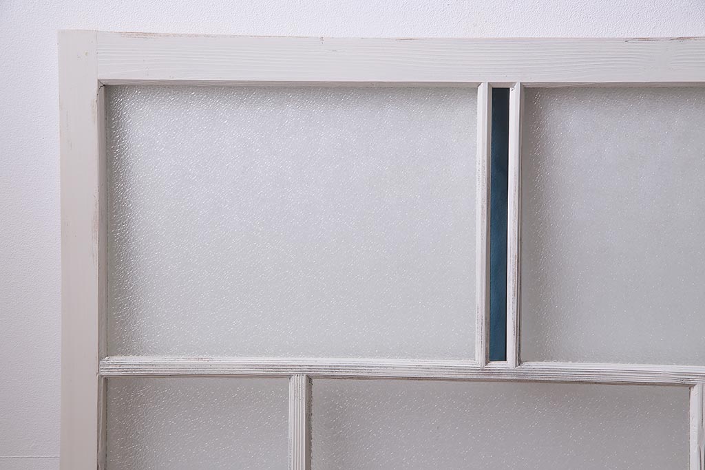 アンティーク建具　フレンチスタイルにもぴったり　色ガラスがポイントのペイントガラス戸3枚セット　(R-038143)