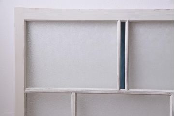 アンティーク建具　フレンチスタイルにもぴったり　色ガラスがポイントのペイントガラス戸3枚セット　(R-038143)