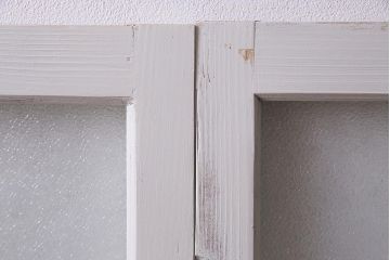 アンティーク建具　フレンチスタイルにもぴったり　色ガラスがポイントのペイントガラス戸3枚セット　(R-038143)