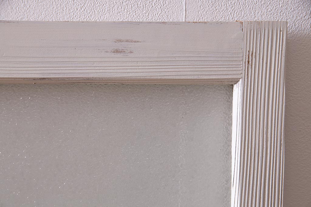 アンティーク建具　フレンチスタイルにもぴったり　色ガラスがポイントのペイントガラス戸3枚セット　(R-038143)