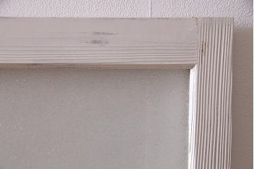 アンティーク建具　フレンチスタイルにもぴったり　色ガラスがポイントのペイントガラス戸3枚セット　(R-038143)