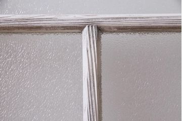 アンティーク建具　フレンチスタイルにもぴったり　色ガラスがポイントのペイントガラス戸3枚セット　(R-038143)