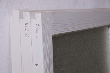 アンティーク建具　フレンチスタイルにもぴったり　色ガラスがポイントのペイントガラス戸3枚セット　(R-038143)