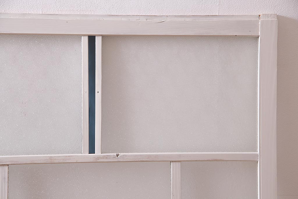 アンティーク建具　フレンチスタイルにもぴったり　色ガラスがポイントのペイントガラス戸3枚セット　(R-038143)