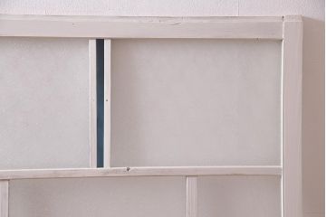 アンティーク建具　フレンチスタイルにもぴったり　色ガラスがポイントのペイントガラス戸3枚セット　(R-038143)