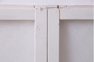 アンティーク建具　フレンチスタイルにもぴったり　色ガラスがポイントのペイントガラス戸3枚セット　(R-038143)