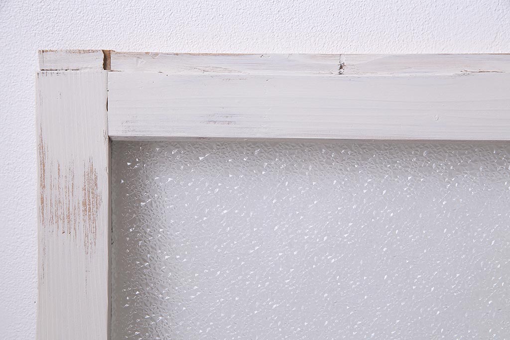 アンティーク建具　フレンチスタイルにもぴったり　色ガラスがポイントのペイントガラス戸3枚セット　(R-038143)