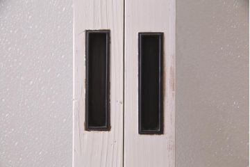 アンティーク建具　フレンチスタイルにもぴったり　色ガラスがポイントのペイントガラス戸3枚セット　(R-038143)