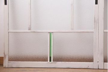 アンティーク建具　フレンチスタイルにもぴったり　色ガラスがポイントのペイントガラス戸3枚セット　(R-038143)