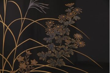 中古　民芸家具　輪島塗沈金　幸一作　和の風情たっぷりのつい立て(衝立)(R-038148)