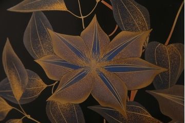 中古　民芸家具　輪島塗沈金　幸一作　和の風情たっぷりのつい立て(衝立)(R-038148)