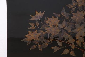 中古　民芸家具　輪島塗沈金　幸一作　和の風情たっぷりのつい立て(衝立)(R-038148)
