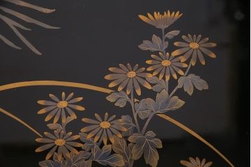 中古　民芸家具　輪島塗沈金　幸一作　和の風情たっぷりのつい立て(衝立)(R-038148)