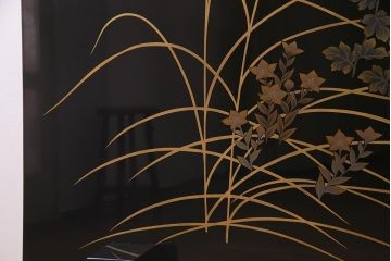 中古　民芸家具　輪島塗沈金　幸一作　和の風情たっぷりのつい立て(衝立)(R-038148)