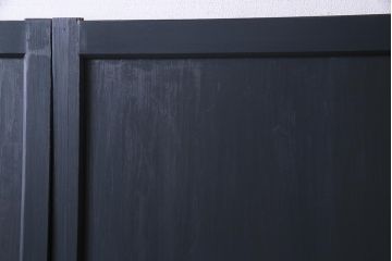 アンティーク建具　ペイント建具　ツートーンカラーのペイントがお洒落なガラス帯戸4枚セット(引き戸、建具)(R-038150)