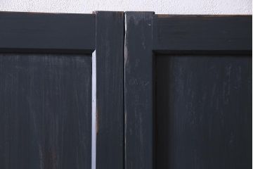 アンティーク建具　ペイント建具　ツートーンカラーのペイントがお洒落なガラス帯戸4枚セット(引き戸、建具)(R-038150)