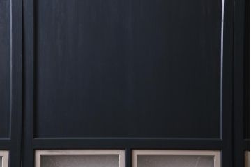 アンティーク建具　ペイント建具　ツートーンカラーのペイントがお洒落なガラス帯戸4枚セット(引き戸、建具)(R-038150)