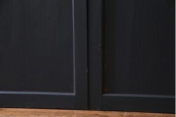 アンティーク建具　ペイント建具　ツートーンカラーのペイントがお洒落なガラス帯戸4枚セット(引き戸、建具)(R-038150)