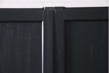 アンティーク建具　ペイント建具　ツートーンカラーのペイントがお洒落なガラス帯戸4枚セット(引き戸、建具)(R-038150)