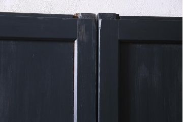 アンティーク建具　ペイント建具　ツートーンカラーのペイントがお洒落なガラス帯戸4枚セット(引き戸、建具)(R-038150)