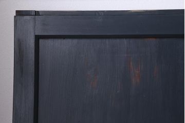 アンティーク建具　ペイント建具　ツートーンカラーのペイントがお洒落なガラス帯戸4枚セット(引き戸、建具)(R-038150)