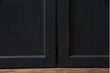 アンティーク建具　ペイント建具　ツートーンカラーのペイントがお洒落なガラス帯戸4枚セット(引き戸、建具)(R-038150)