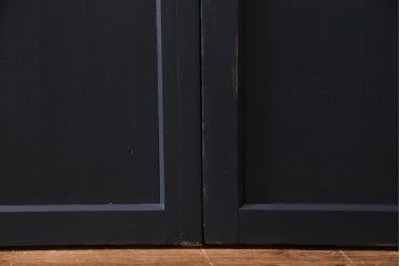 アンティーク建具　ペイント建具　ツートーンカラーのペイントがお洒落なガラス帯戸4枚セット(引き戸、建具)(R-038150)