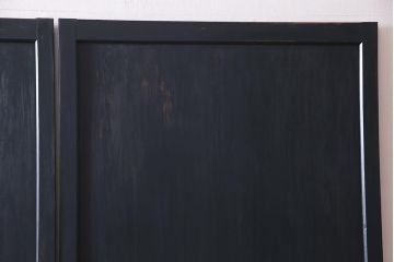 アンティーク建具　ペイント建具　ツートーンカラーのペイントがお洒落なガラス帯戸4枚セット(引き戸、建具)(R-038150)