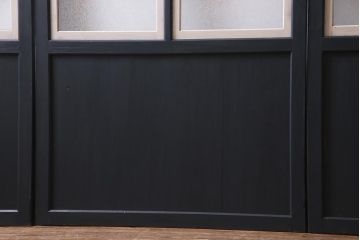 アンティーク建具　ペイント建具　ツートーンカラーのペイントがお洒落なガラス帯戸4枚セット(引き戸、建具)(R-038150)