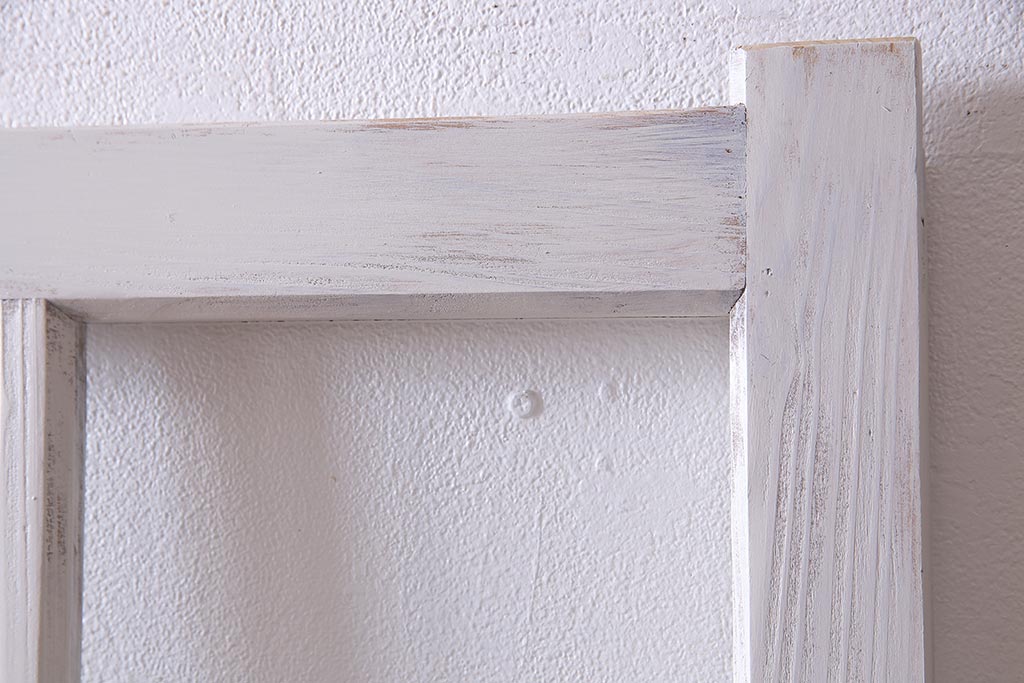 アンティーク建具  ペイント  すりガラス　爽やかなホワイトカラーのガラス戸1枚　(R-038154)