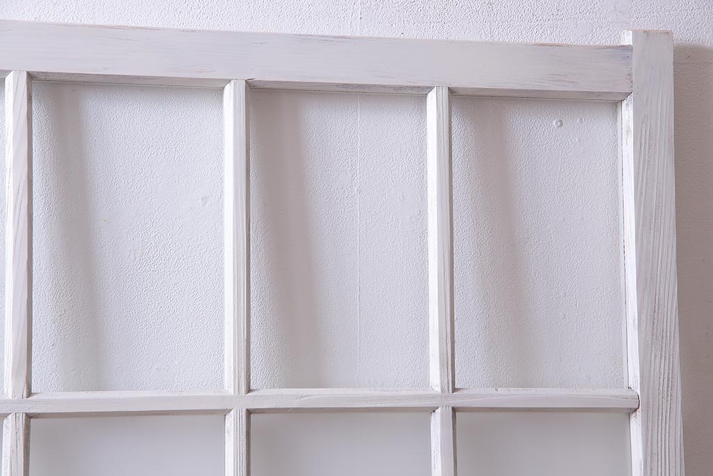 アンティーク建具  ペイント  すりガラス　爽やかなホワイトカラーのガラス戸1枚　(R-038154)