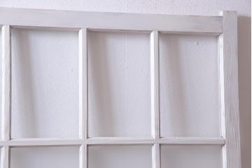 アンティーク建具  ペイント  すりガラス　爽やかなホワイトカラーのガラス戸1枚　(R-038154)
