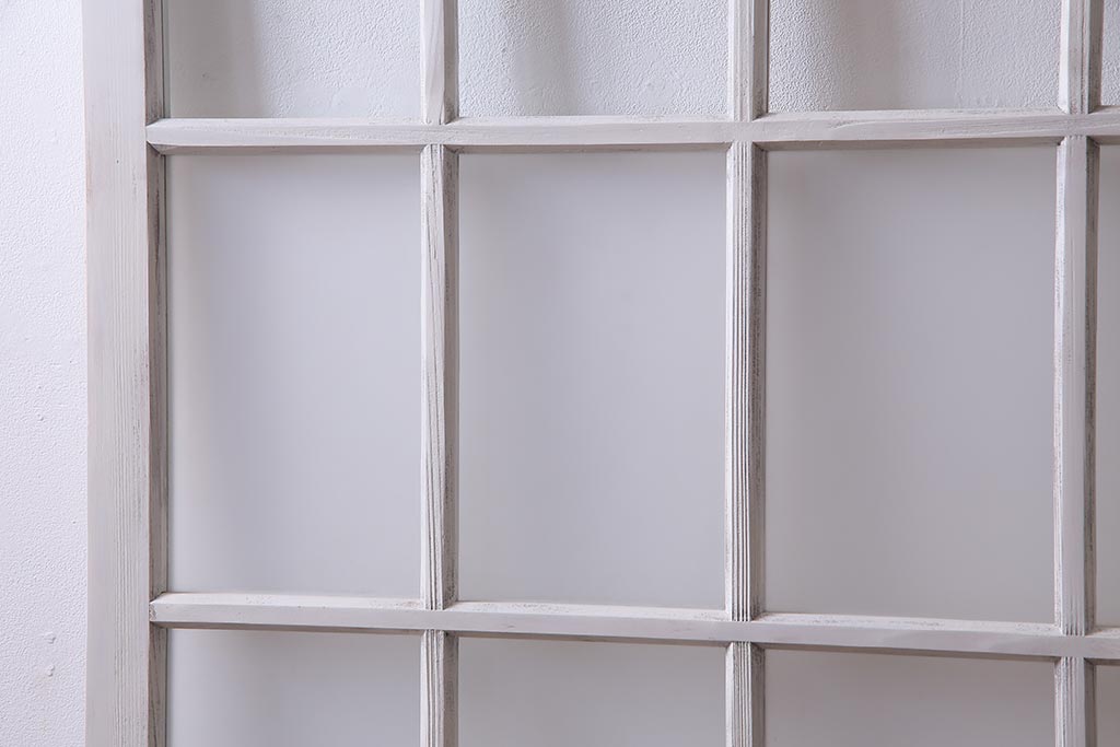 アンティーク建具  ペイント  すりガラス　爽やかなホワイトカラーのガラス戸1枚　(R-038154)