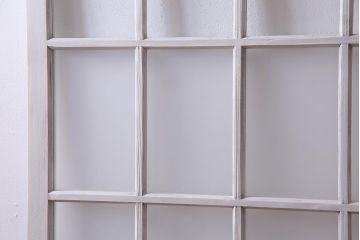 アンティーク建具  ペイント  すりガラス　爽やかなホワイトカラーのガラス戸1枚　(R-038154)