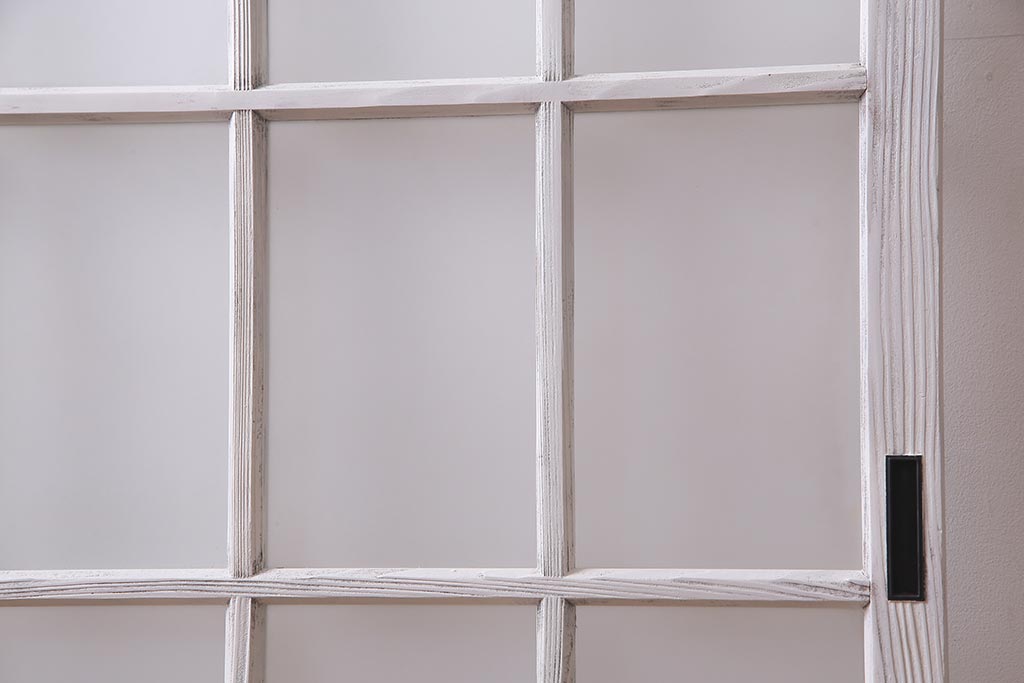 アンティーク建具  ペイント  すりガラス　爽やかなホワイトカラーのガラス戸1枚　(R-038154)