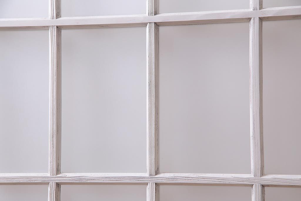 アンティーク建具  ペイント  すりガラス　爽やかなホワイトカラーのガラス戸1枚　(R-038154)