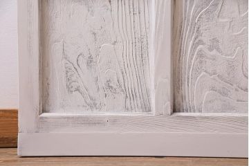 アンティーク建具  ペイント  すりガラス　爽やかなホワイトカラーのガラス戸1枚　(R-038154)