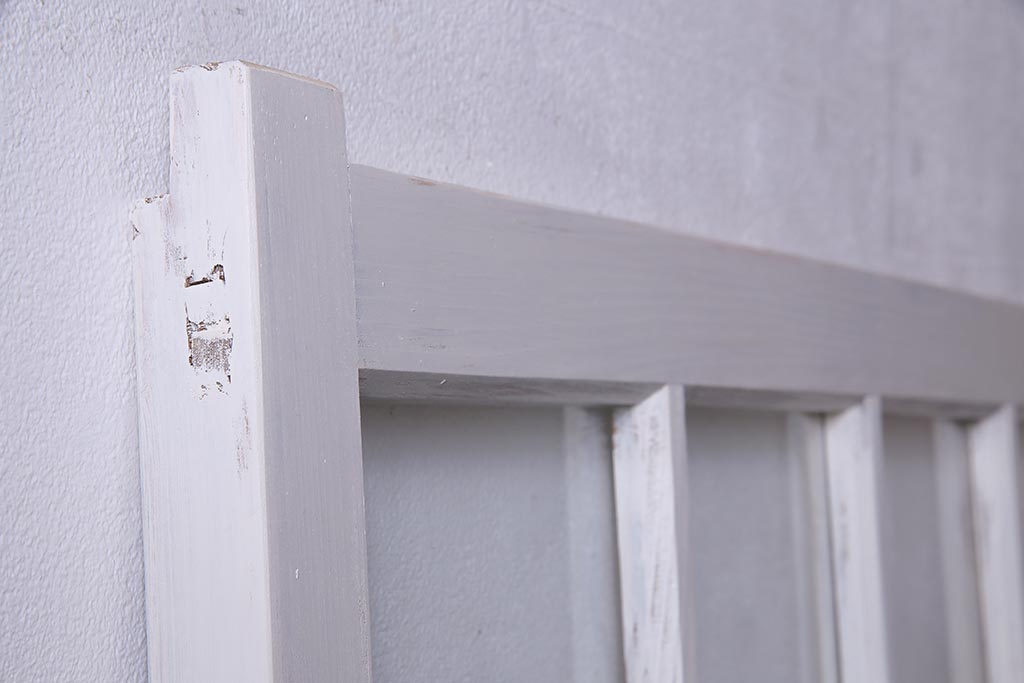 アンティーク建具  ペイント  すりガラス　爽やかなホワイトカラーのガラス戸1枚　(R-038154)