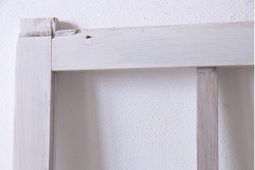 アンティーク建具  ペイント  すりガラス　爽やかなホワイトカラーのガラス戸1枚　(R-038154)