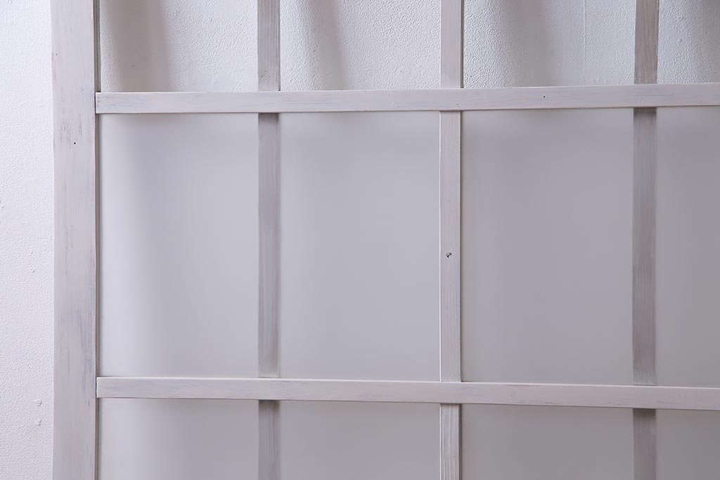 アンティーク建具  ペイント  すりガラス　爽やかなホワイトカラーのガラス戸1枚　(R-038154)