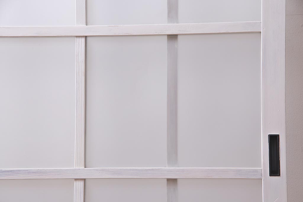 アンティーク建具  ペイント  すりガラス　爽やかなホワイトカラーのガラス戸1枚　(R-038154)