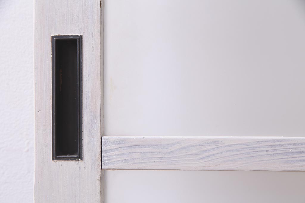 アンティーク建具  ペイント  すりガラス　爽やかなホワイトカラーのガラス戸1枚　(R-038154)