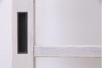 アンティーク建具  ペイント  すりガラス　爽やかなホワイトカラーのガラス戸1枚　(R-038154)