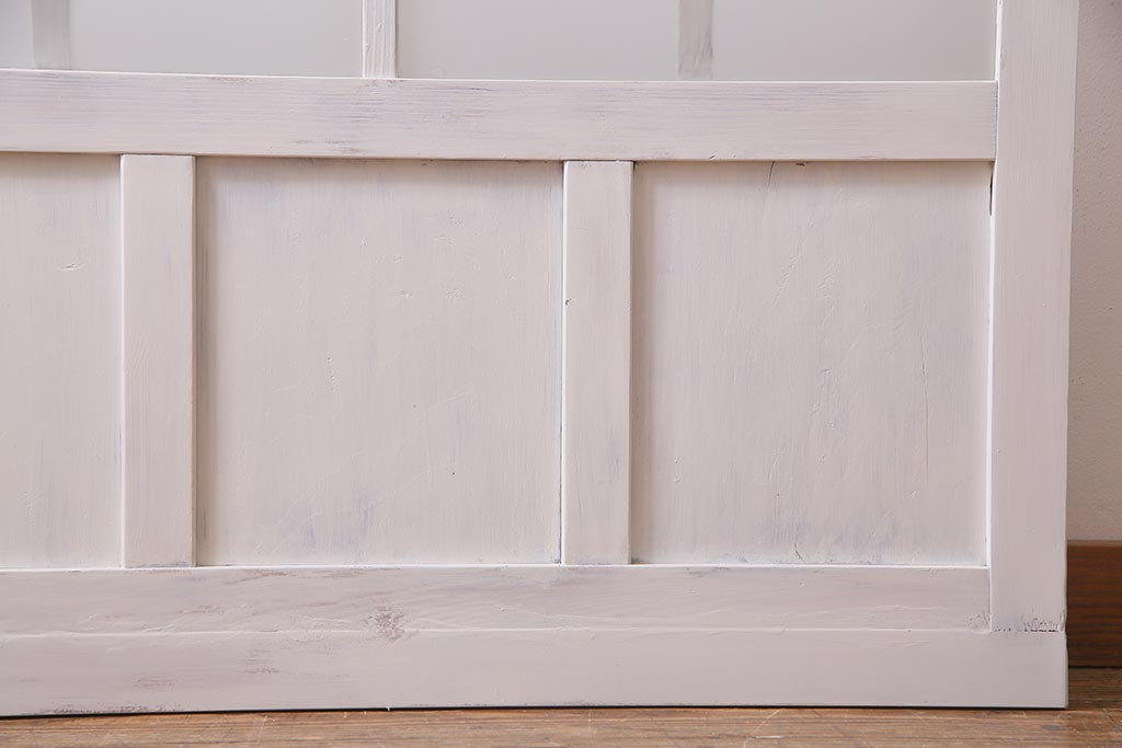 アンティーク建具  ペイント  すりガラス　爽やかなホワイトカラーのガラス戸1枚　(R-038154)