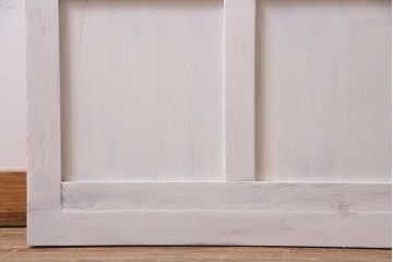 アンティーク建具  ペイント  すりガラス　爽やかなホワイトカラーのガラス戸1枚　(R-038154)